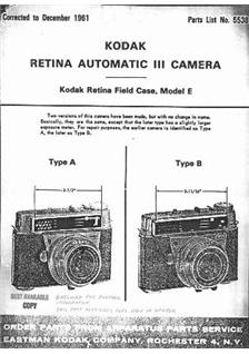 Kodak Retina Automatic 3 manual. Camera Instructions.